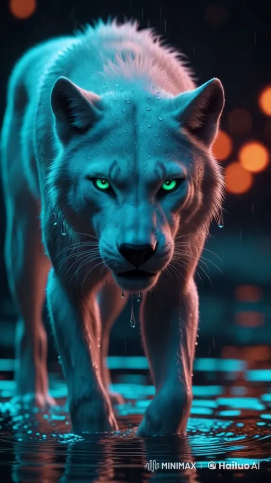 Majestic Wolf in Ambient Light with Graceful Movement – AI Generated Video | Hailuo AI