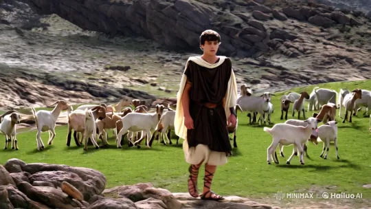 Ancient Roman Youth Tends Goats in Grand 4K Landscape – AI Generated Video | Hailuo AI