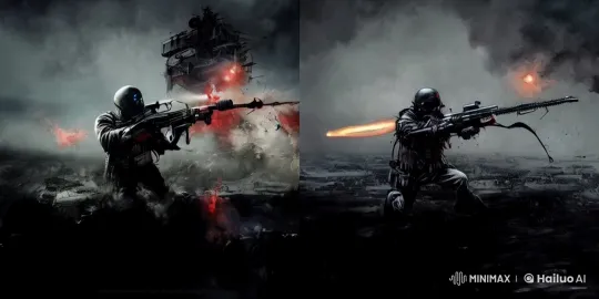 Futuristic Soldiers Engage in Intense Battlefield Combat – AI Generated Video | Hailuo AI