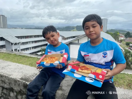 Boys Enjoy Pizza and Kungfu on Scenic Hillside – AI Generated Video | Hailuo AI