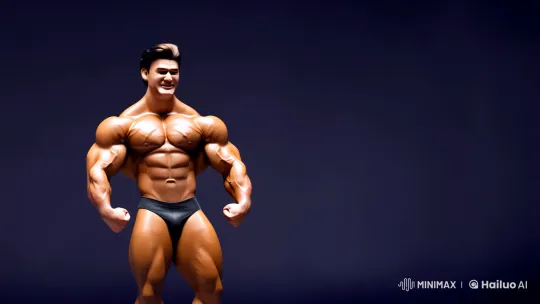 Bodybuilder Transforms into Stone Statue in Cinematic Scene – AI Generated Video | Hailuo AI