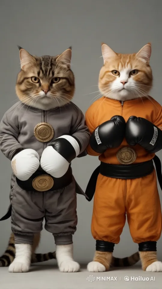 Live2D Animated Cats Spar in Kungfu Fight – AI Generated Video | Hailuo AI