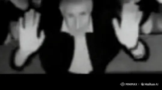 Stark Drama: Person with Raised Hands in Dim Light – AI Generated Video | Hailuo AI