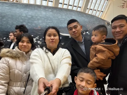 Museum Visitors Perform Kungfu in Front of Whale Exhibit – AI Generated Video | Hailuo AI