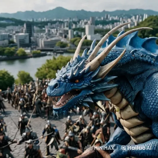 Fierce Dragon Overshadows Epic Battle for City – AI Generated Video | Hailuo AI