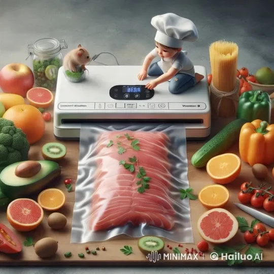 Chef Uses Vacuum Sealer on Decorative Salmon Slices – AI Generated Video | Hailuo AI