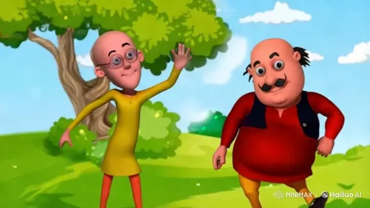 Moto and Patlu Enjoy Delicious Parathas in a Park – AI Generated Video | Hailuo AI