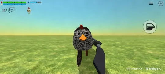 Pixelated Chicken Sprints with Flames Across Field – AI Generated Video | Hailuo AI