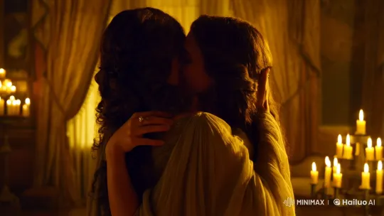 Intimate Embrace in Opulent Room with Dramatic Camera Movements – AI Generated Video | Hailuo AI