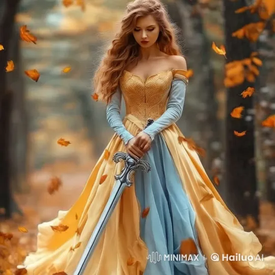 Woman in Autumn Forest with Sword – AI Generated Video | Hailuo AI