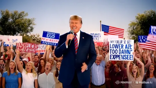 President's Campaign Rally: Egg Price Overhaul Pledge – AI Generated Video | Hailuo AI