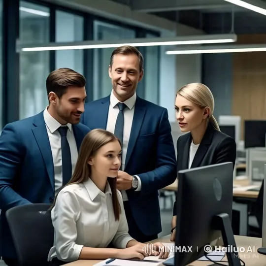 Team Collaboration in a Modern Office Setting – AI Generated Video | Hailuo AI
