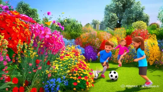 Vibrant Backyard Play: Soccer, Nature, and Laughter – AI Generated Video | Hailuo AI
