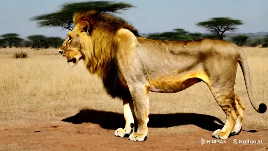 Lion and Man Share Surreal Savannah Encounter – AI Generated Video | Hailuo AI