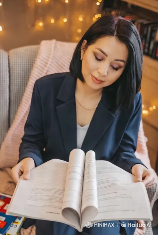 Young Woman Deeply Reads in Cozy, Lit Room – AI Generated Video | Hailuo AI