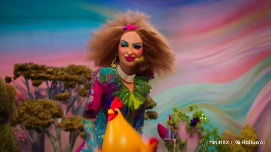 Whimsical Lady Whacks Trump with Giant Chicken – AI Generated Video | Hailuo AI