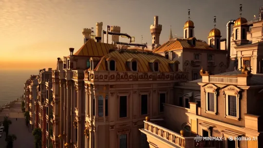 Steampunk Cityscape: Golden Twilight Aerial Journey – AI Generated Video | Hailuo AI