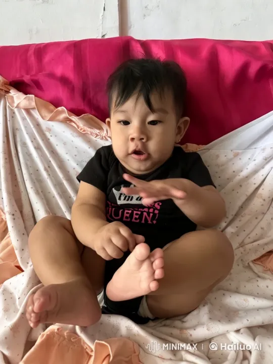 Baby Dancing with Joy on Colorful Bed – AI Generated Video | Hailuo AI