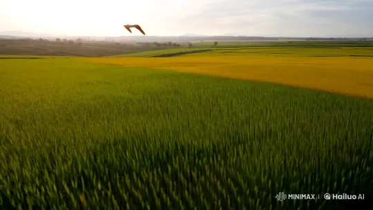 Golden Rice Fields Morning Panorama – AI Generated Video | Hailuo AI