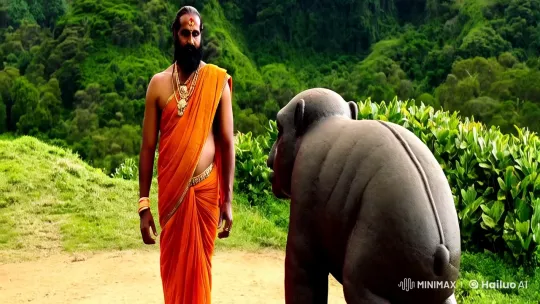 Elegant Bhole Baba Approaches Nandi Amidst Verdant Grandeur – AI Generated Video | Hailuo AI