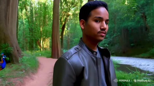 Man's Peaceful Journey Through a Lush Forest – AI Generated Video | Hailuo AI