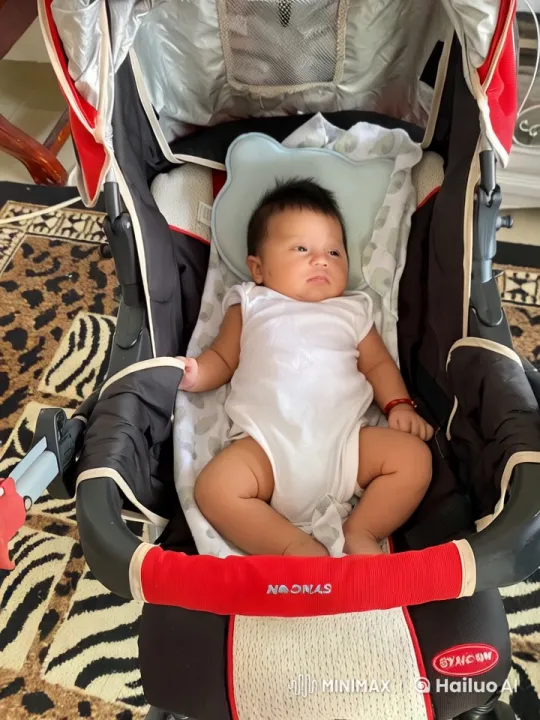 Baby's Joyful Play and Kungfu Pose in Stroller – AI Generated Video | Hailuo AI