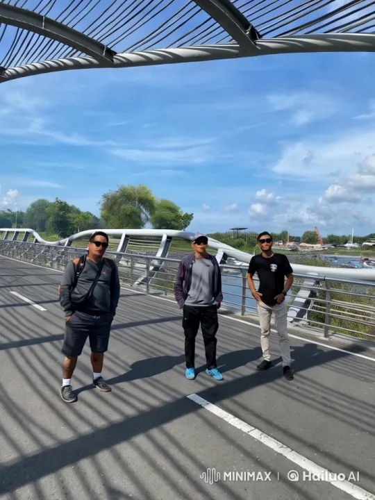 Modern Bridge Kungfu Display by Three Men – AI Generated Video | Hailuo AI