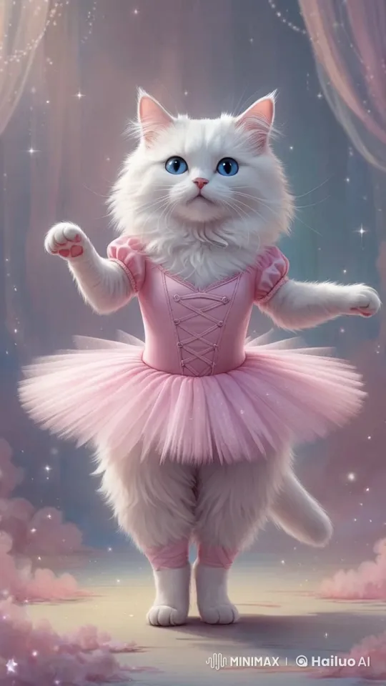 Fluffy Cat in Tutu Performs Flamenco Dance – AI Generated Video | Hailuo AI