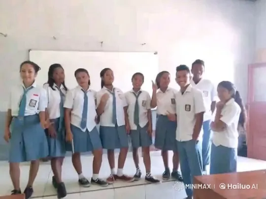 Students in Uniform Pose for Class Photo – AI Generated Video | Hailuo AI