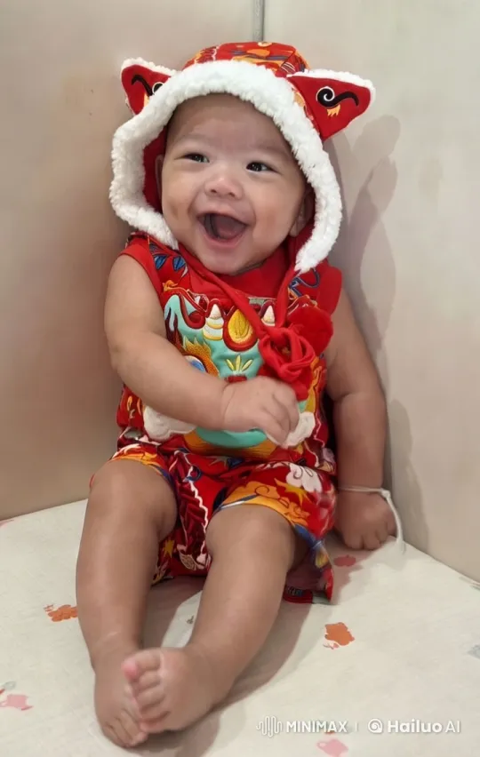 Baby in Vibrant Red Embroidered Outfit – AI Generated Video | Hailuo AI