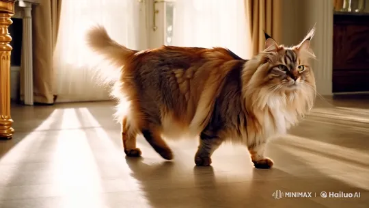 Graceful Maine Coon Cat in Sunlit, Elegant Room – AI Generated Video | Hailuo AI