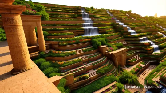 Majestic Panorama of the Hanging Gardens of Babylon – AI Generated Video | Hailuo AI