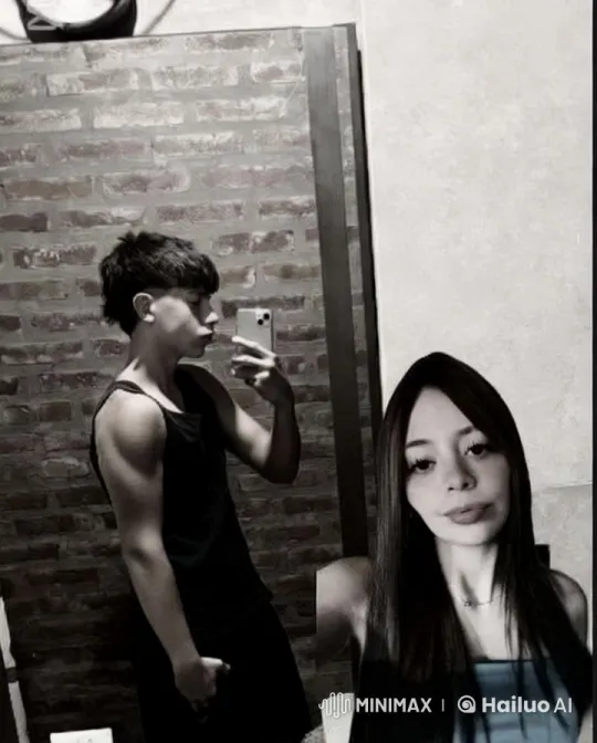 Intimate Couple's Affection Captured in Mirror Selfie – AI Generated Video | Hailuo AI