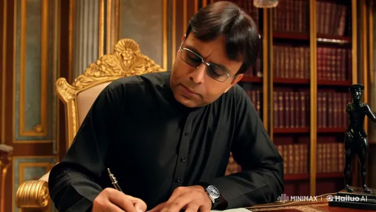 Focused Man Pens Thoughtfully in Luxurious Setting – AI Generated Video | Hailuo AI
