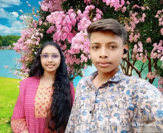 Vibrant Couple in Serene Flower-Lake Setting – AI Generated Video | Hailuo AI