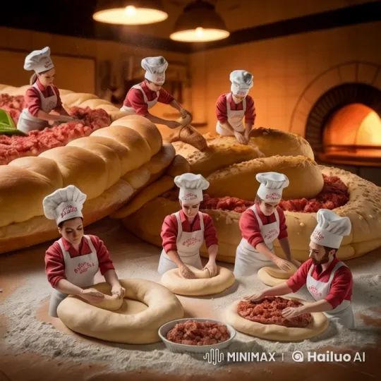 Miniature Bakers Craft Bread and Pizza in Rustic Bakery – AI Generated Video | Hailuo AI