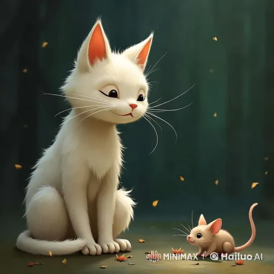 Fluffy Cat Saves and Bonds with Wet Mouse – AI Generated Video | Hailuo AI