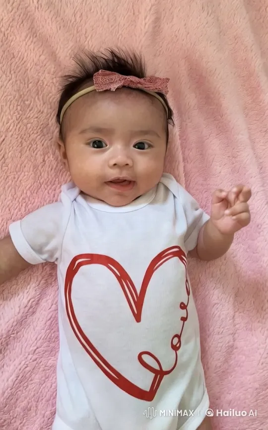 Innocent Charm: Close-up of a Baby on a Pink Blanket – AI Generated Video | Hailuo AI