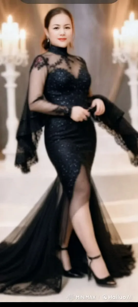 Elegant Woman Showcases Luxury Gown in Sophisticated Setting – AI Generated Video | Hailuo AI