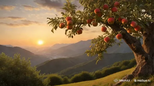 Twilight Tranquility: Apple Tree's Golden Transition – AI Generated Video | Hailuo AI