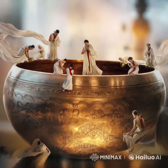 Miniature Craftsmen's Spiritual Artistry in Ornate Bowl – AI Generated Video | Hailuo AI