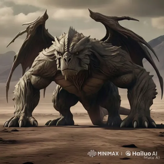 Majestic Dragon Pursues Children in Desert Landscape – AI Generated Video | Hailuo AI