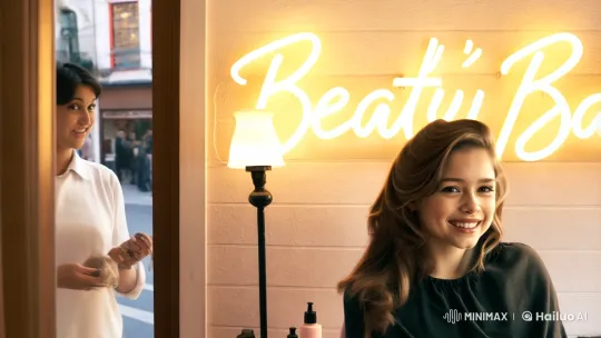 Young Woman Gets Makeover at Ellie's Beauty Salon – AI Generated Video | Hailuo AI
