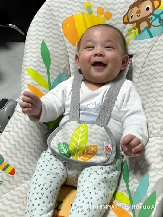Baby Dancing Joyfully in Colorful Bouncer – AI Generated Video | Hailuo AI