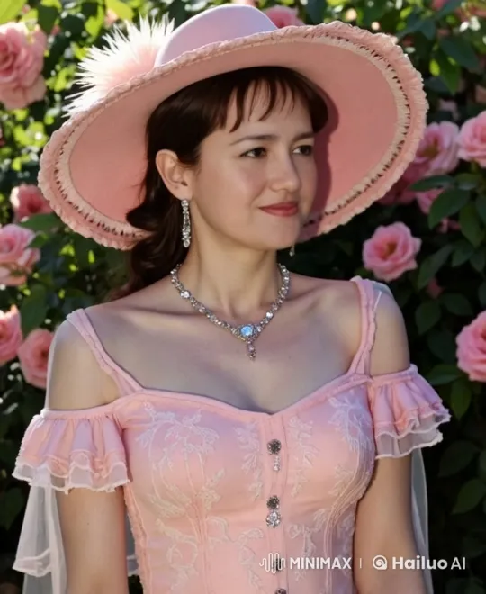 Woman in Pink Dress Accepts Tulips in Blooming Garden – AI Generated Video | Hailuo AI