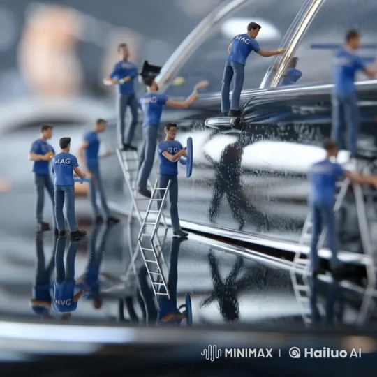 Aesthetic Car Cleaning by Uniformed MAG Team – AI Generated Video | Hailuo AI