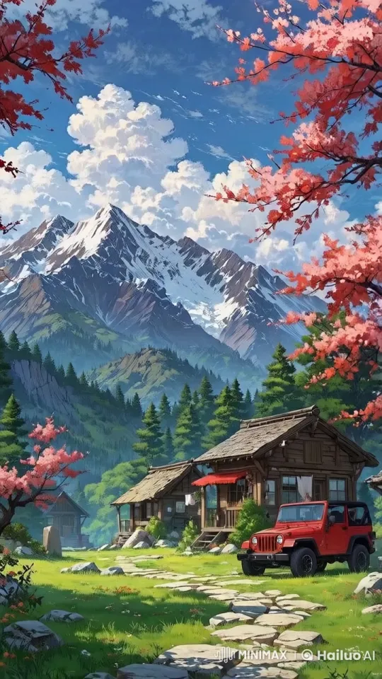 Peaceful Mountain Retreat in Live2D Animation – AI Generated Video | Hailuo AI