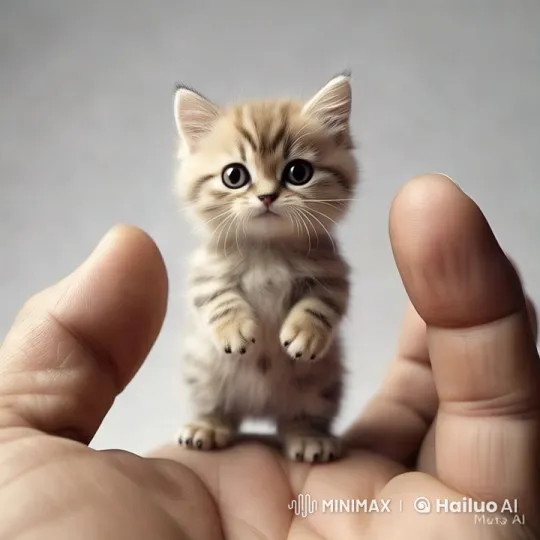 Close-up of a Tiny Kitten in a Hand – AI Generated Video | Hailuo AI