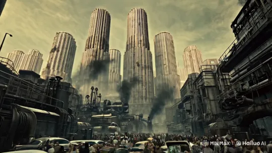 Dystopian Diesel Punk Cityscape Exploration – AI Generated Video | Hailuo AI