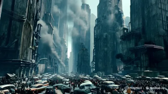 Dystopian Diesel-Punk Cityscape Exploration – AI Generated Video | Hailuo AI